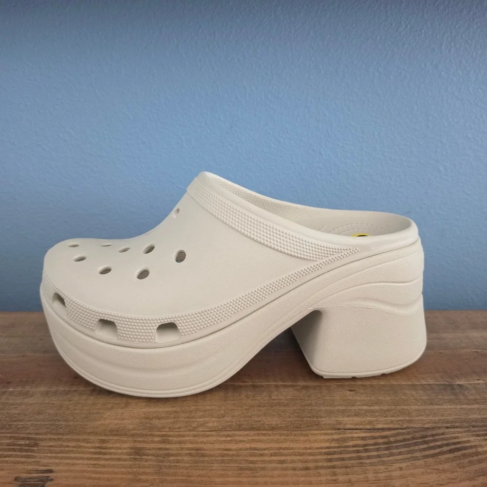 Crocs Mens Siren Clog Bone White Chunky Platform Block Heel Mule Size 9